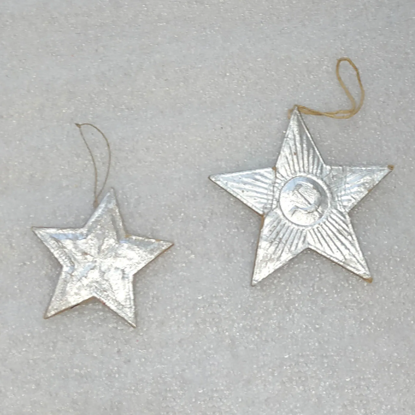 Vtg Dresden Cardboard Christmas Ornaments USSR Star Hammer & Sickle