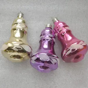 Set of 3 Vintage Silver Glass Christmas Tree Ornaments Bells
