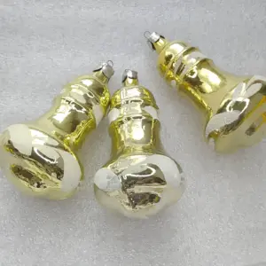 Set of 3 Vintage Silver Glass Christmas Tree Ornaments Bells