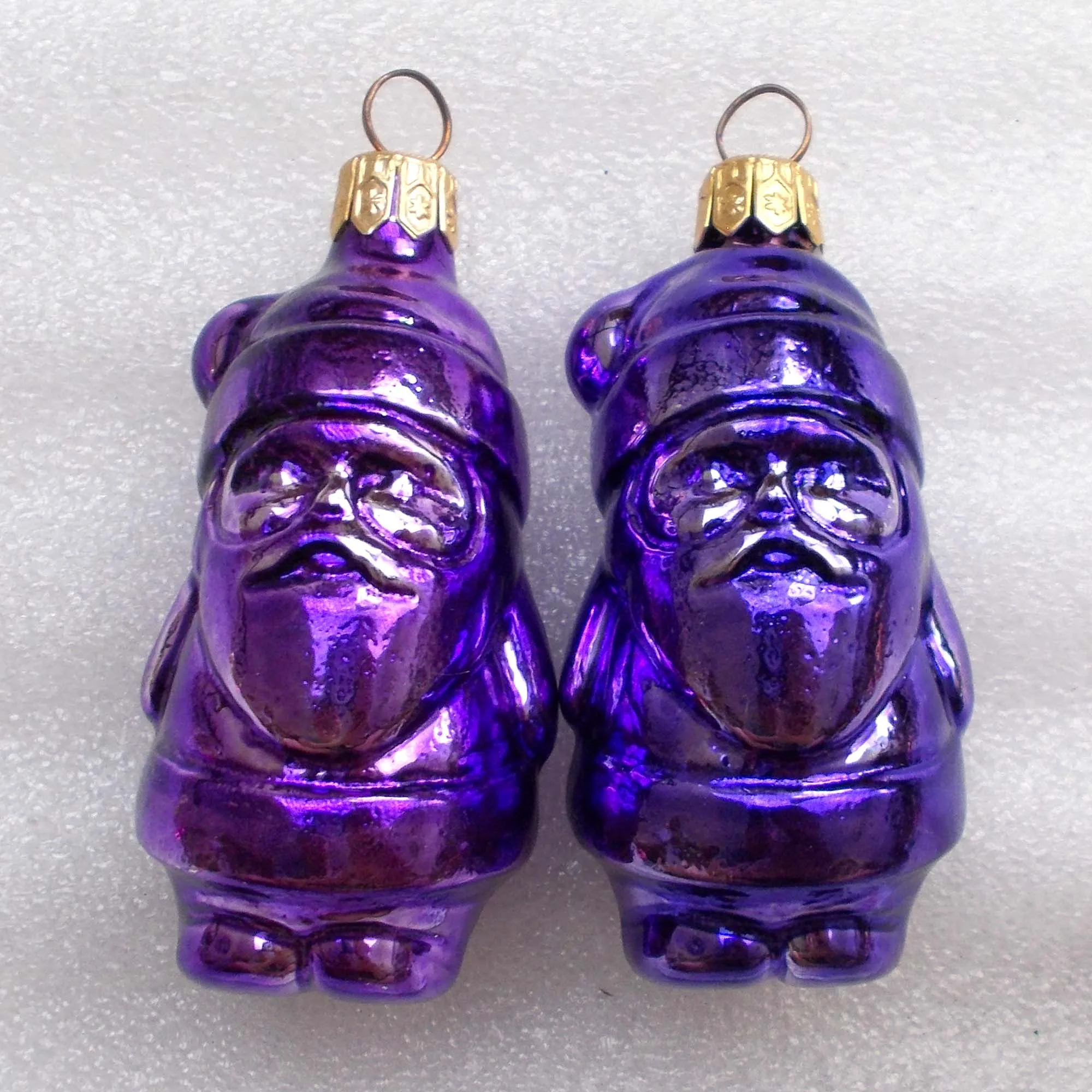 Set of 2 USSR Glass Christmas Tree Ornaments Santa Claus