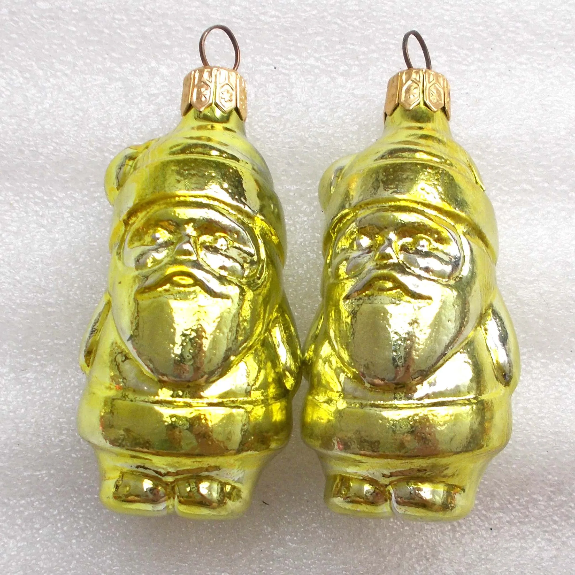 Set of 2 USSR Glass Christmas Tree Ornaments Santa Claus