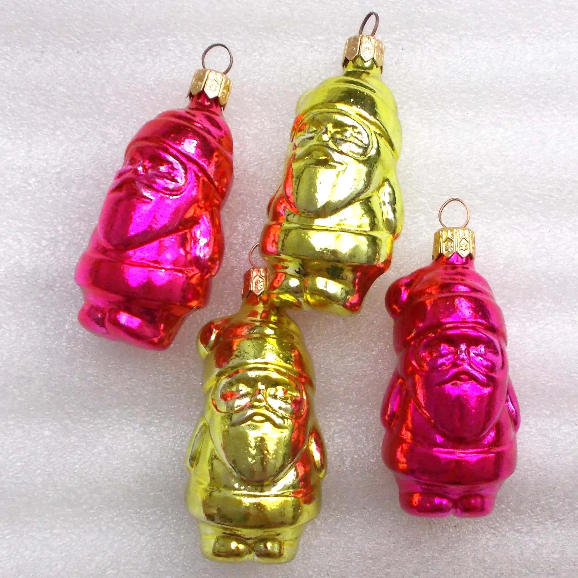 Set of 4 USSR Glass Christmas Tree Ornaments Santa Claus