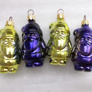 Set of 4 USSR Glass Christmas Tree Ornaments Santa Claus