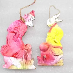 Set of 2 Antique Vintage USSR Cardboard Christmas Ornaments Kolobok