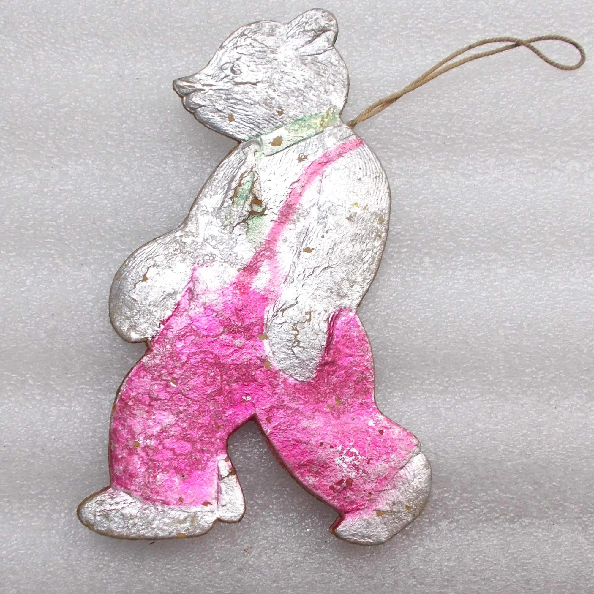 Vintage Russian Cardboard Christmas Ornaments Bear