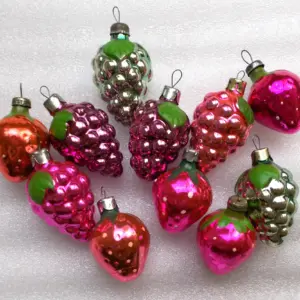 Set of 11 Antique Vintage USSR Glass Christmas Ornaments Berries