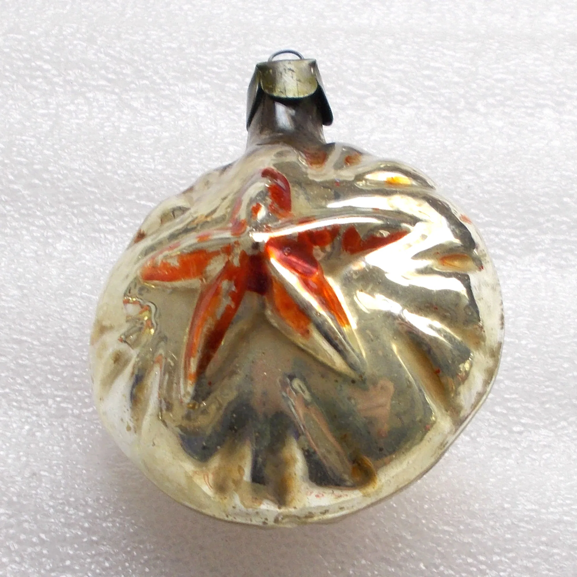 Antique Vintage USSR Glass Christmas Ornament Red Star