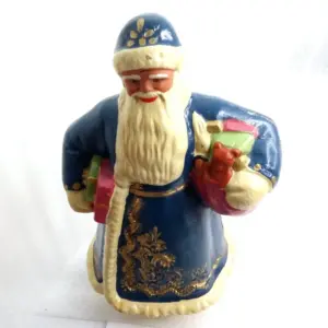 Vintage Pressed Sawdust Antique Christmas Ornament Tree Figurine Santa