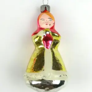 Vintage Glass Christmas Ornament Ukrainian Girl