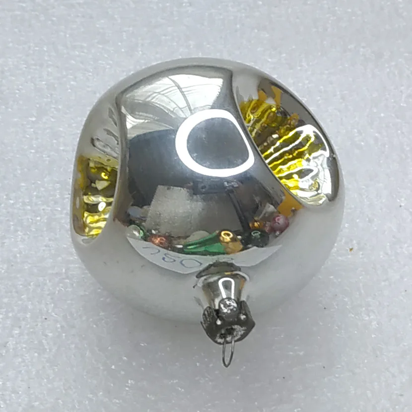 Vintage Christmas Silver Glass Ornament Tree USSR Antique Decor Lantern