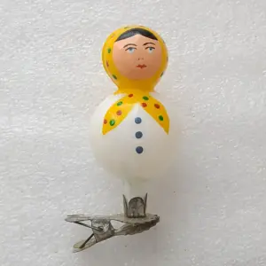 Vintage Christmas Glass Ornament Tree USSR Antique Nesting Doll