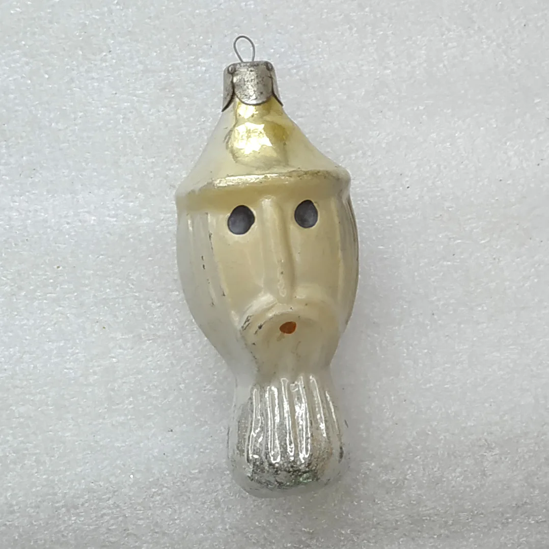 Vintage Christmas Silver Glass Ornament Tree USSR Antique Decor Two Faced