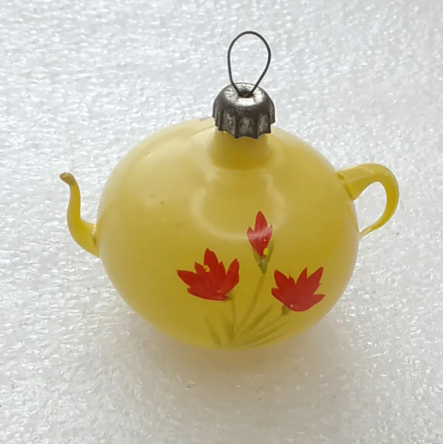 Vintage Christmas Glass Ornament Tree USSR Antique Old Teapot