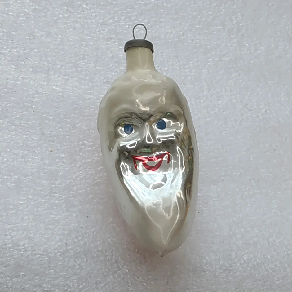 Vintage Christmas Silver Glass Ornament Tree USSR Antique Decor Half Moon
