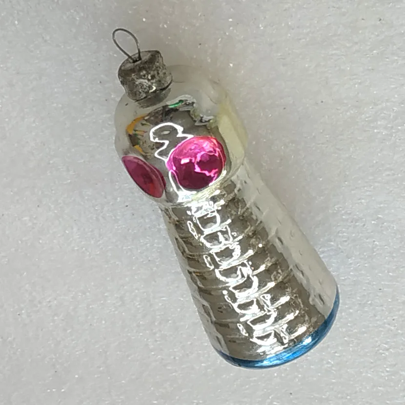 Vintage Christmas Silver Glass Ornament Tree USSR Antique Decor Lighthouse