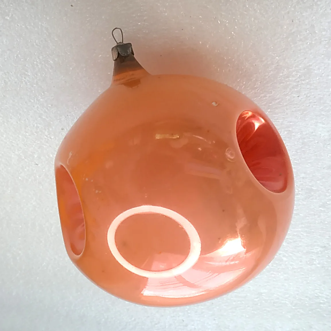 Vintage Christmas Silver Glass Ornament Tree USSR Antique Decor Big Lantern