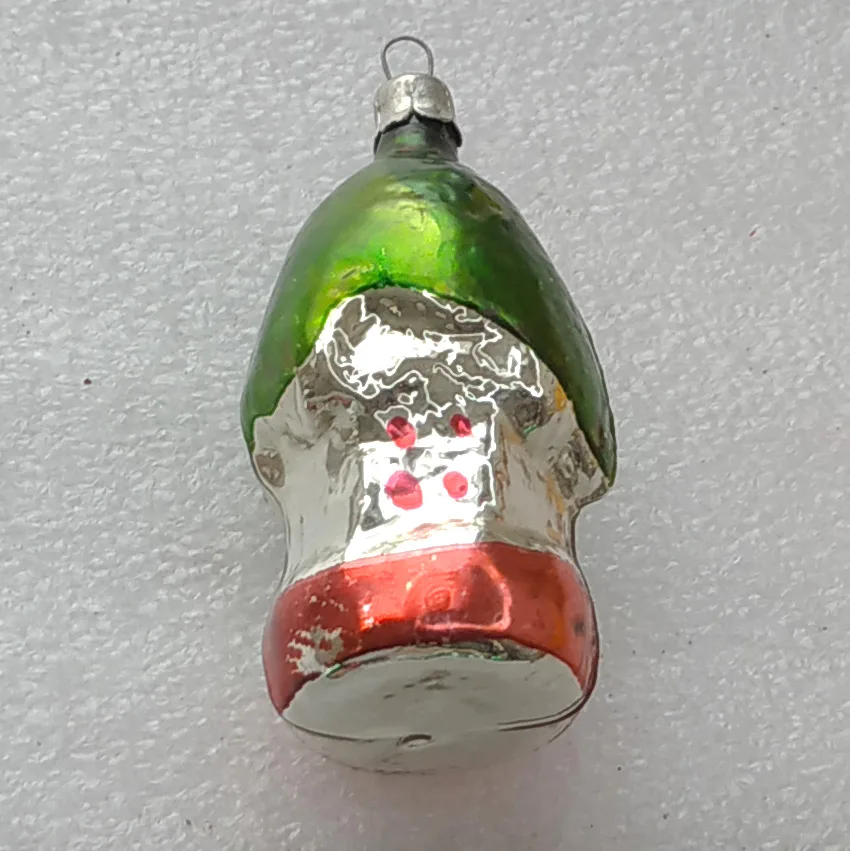 Vintage Christmas Silver Glass Ornament Tree USSR Antique House