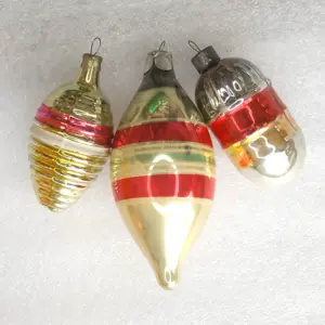 Set of 3 Vintage Christmas Mercury Glass Ornaments Tree USSR Antique Decor Cones