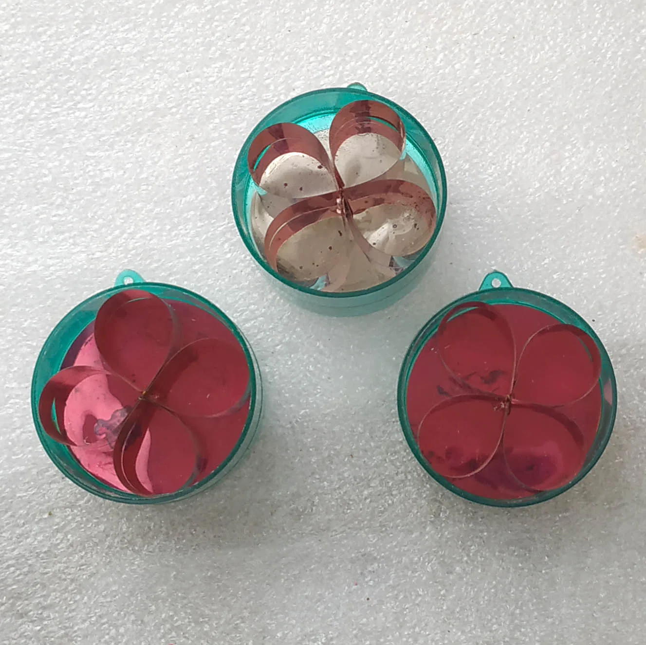Set of 3 Vintage Christmas Plastic Ornaments USSR Antique Lanterns