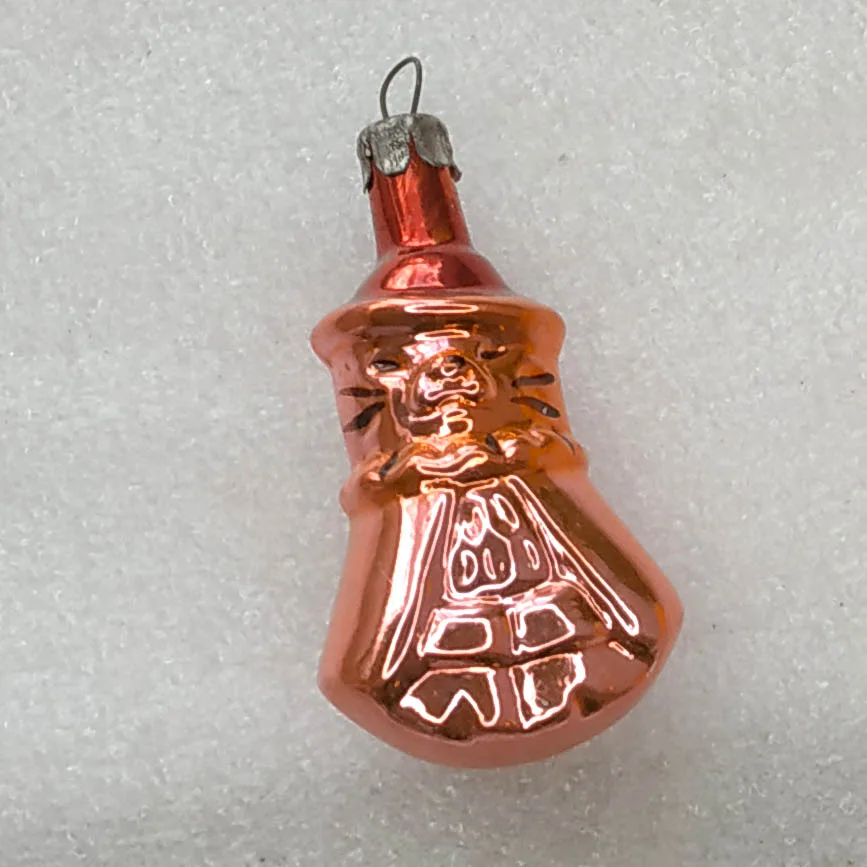 Vintage Christmas Silver Glass Ornament Tree USSR Antique Cat