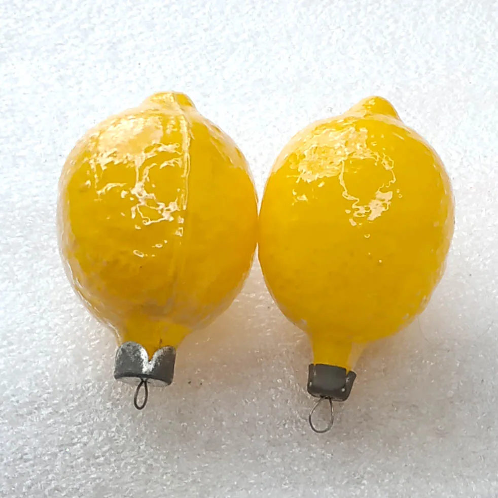 Set of 2 Vintage Christmas Glass Ornaments Tree USSR Antique Lemons
