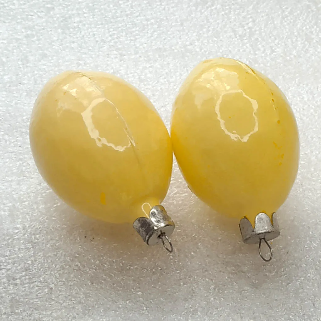 Set of 2 Vintage Christmas Glass Ornaments Tree USSR Antique Lemons