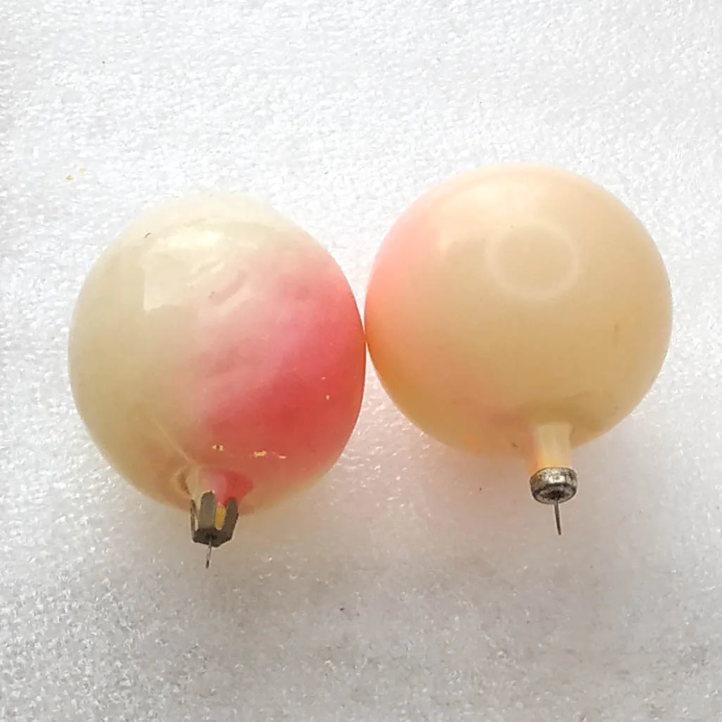 Set of 2 Vintage Christmas Glass Ornaments Tree USSR Antique Apples