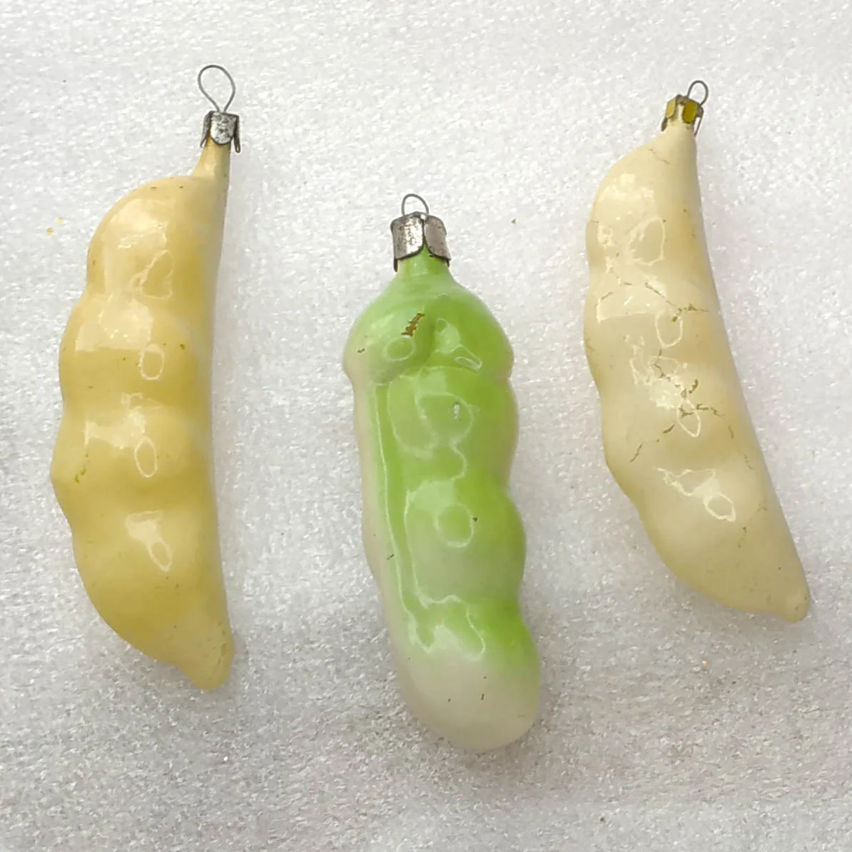 Set of 3 Vintage Christmas Glass Ornaments USSR Antique Decor Old Beans