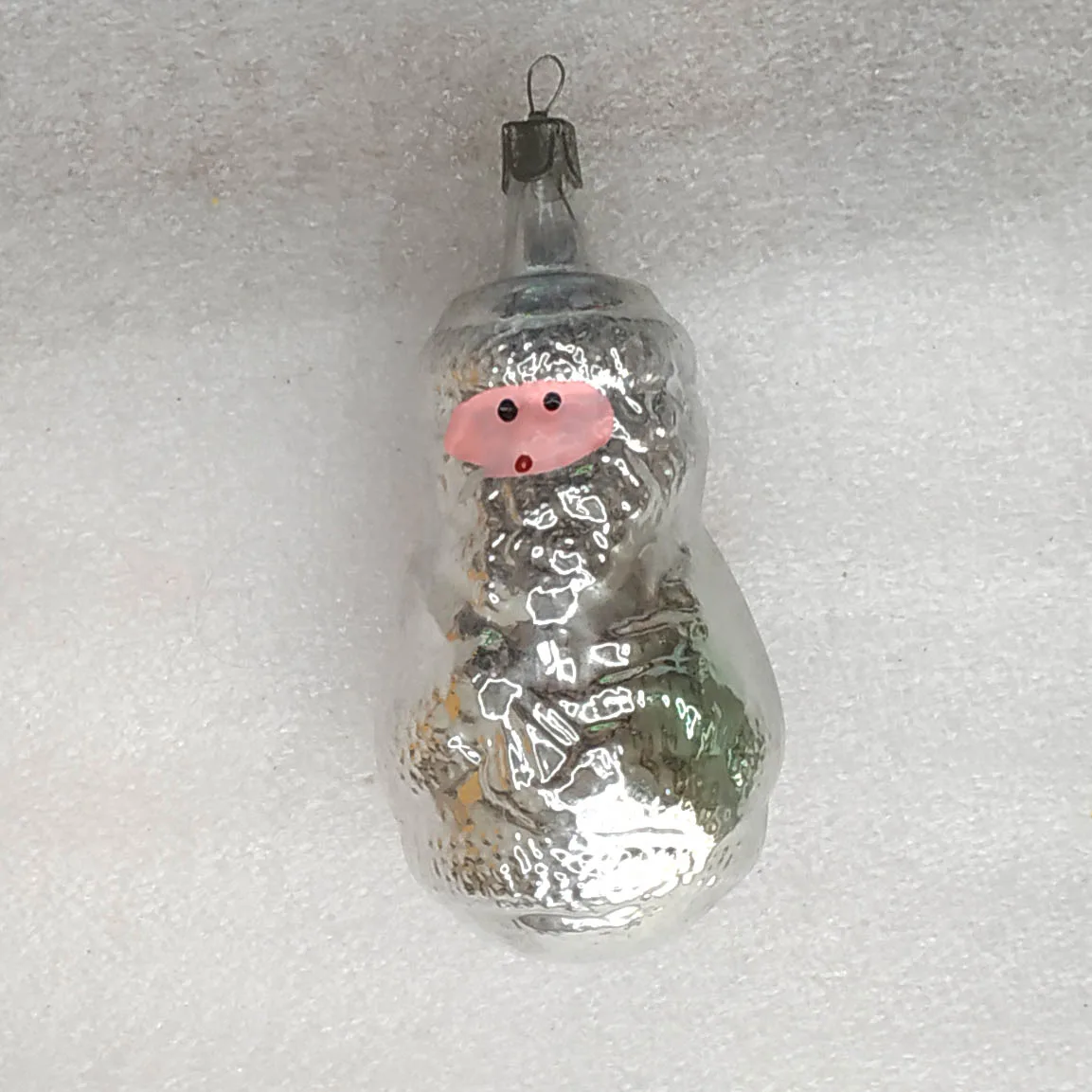 Vintage Christmas Silver Glass Ornament Tree USSR Antique Santa