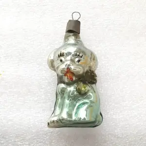 Vintage Christmas Mercury Glass Ornament Tree USSR Antique Puppy