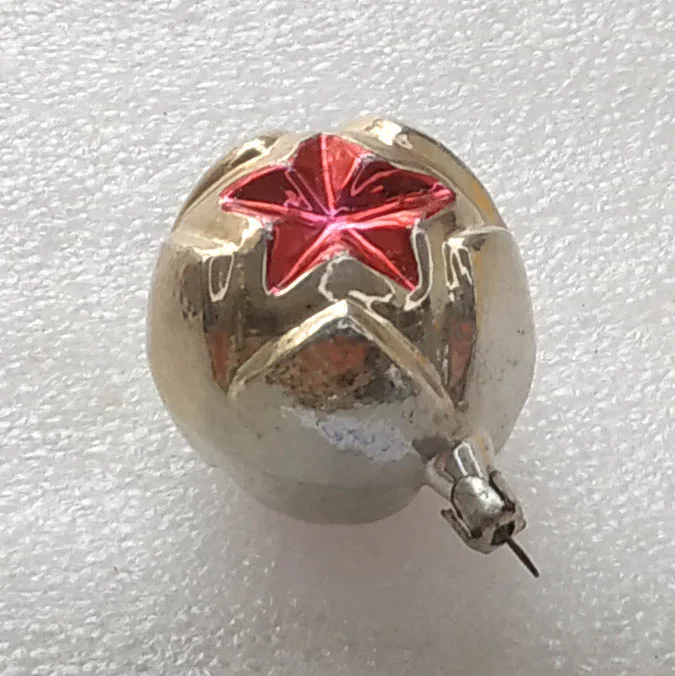 Vintage Christmas Silver Glass Ornament Tree USSR Antique Star