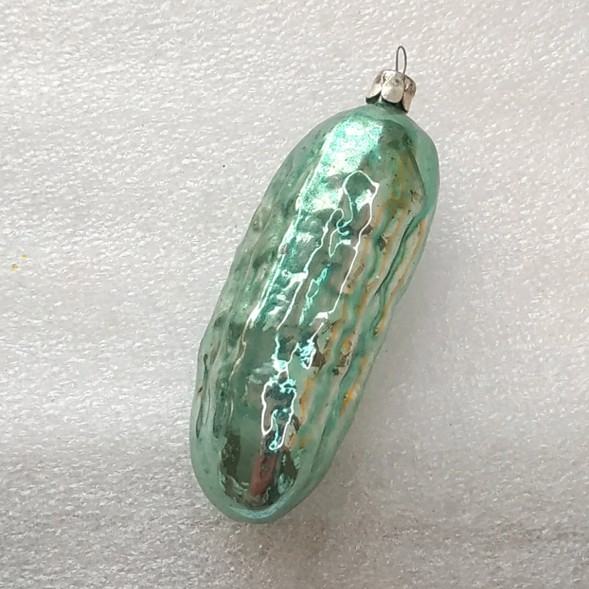 Vintage Christmas Silver Glass Ornament Tree USSR Antique Decor Pickle