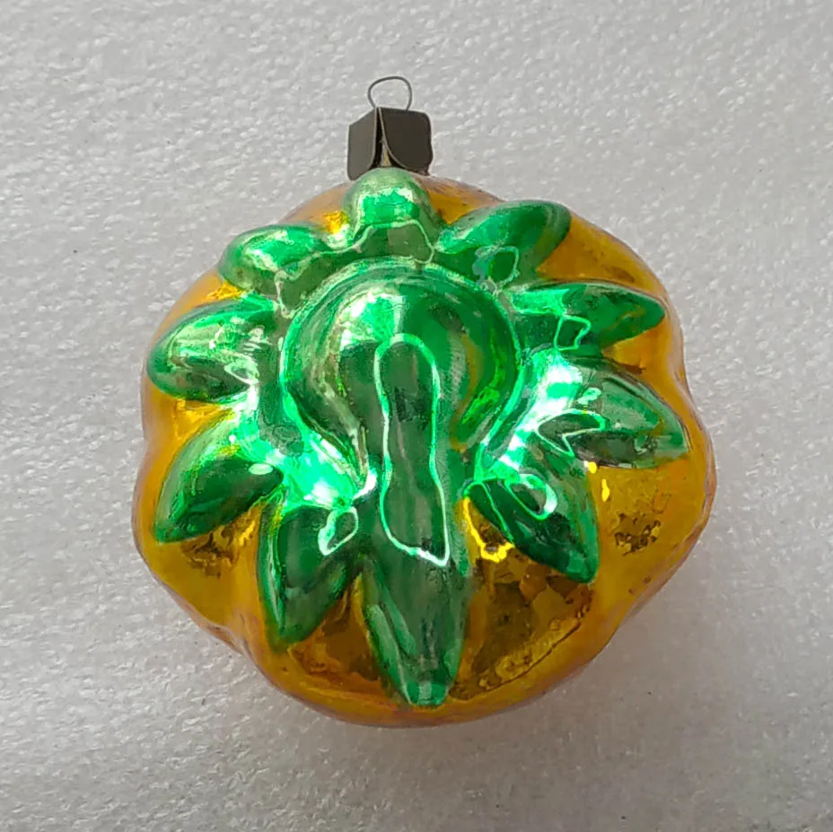 Vintage Christmas Silver Glass Ornament Tree USSR Antique Decor Sunflower