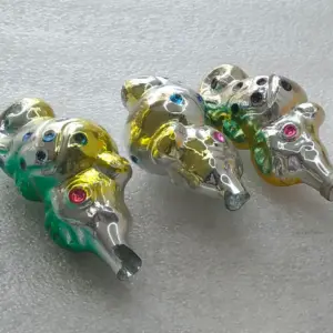 Set of 3 Vintage Christmas Silver Glass Ornament Tree USSR Antique Decor Sea Horse