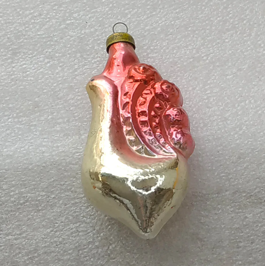 Vintage Christmas Silver Glass Ornament Tree USSR Antique Decor Peacock