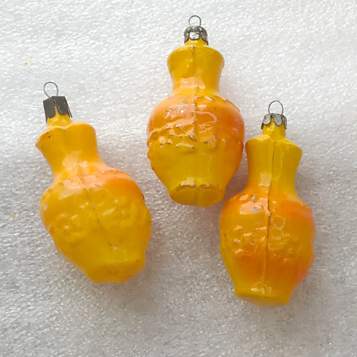 Set of 3 Vintage Christmas Glass Ornament Tree USSR Antique Old Jugs