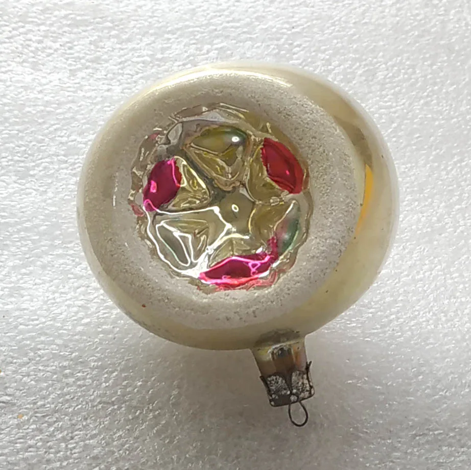 Vintage Christmas Silver Glass Ornament Tree USSR Antique Decor Old Lantern