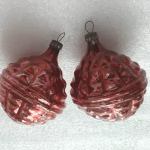 Set of 2 Vintage Mercury Glass Christmas Ornament USSR Tree Antique Decor Balls