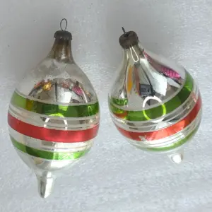 Set of 2 Vintage Mercury Glass Christmas Ornament USSR Tree Antique Decor Icicles