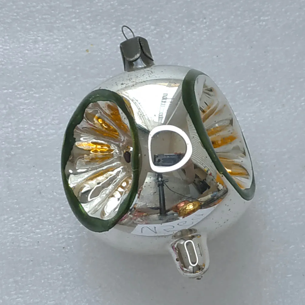 Vintage Mercury Glass Christmas Ornament USSR Tree Antique Decor Lantern