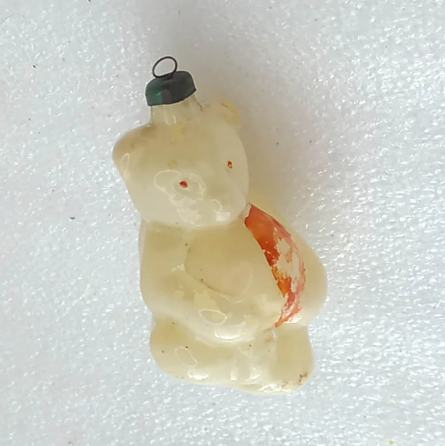 Vintage Glass Christmas Ornament Tree USSR Antique Teddy Bear