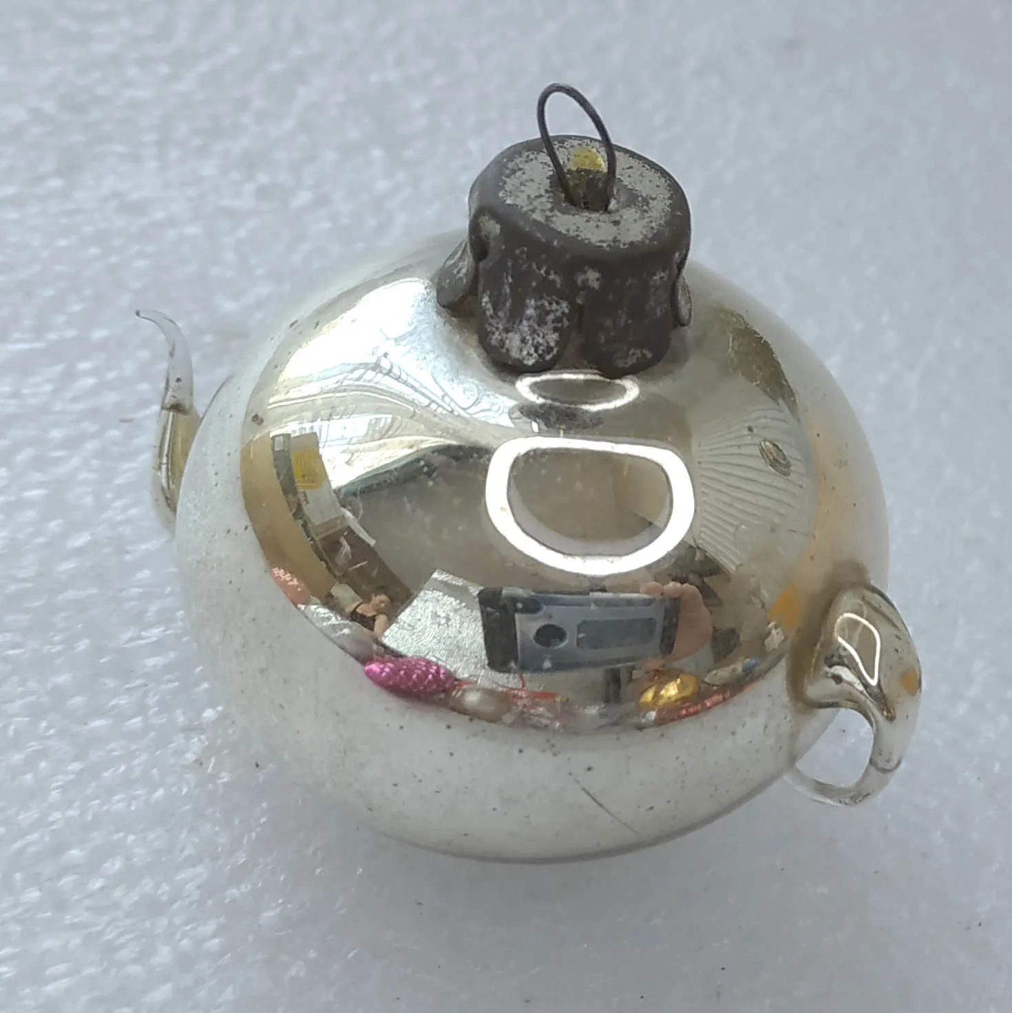 Vintage Mercury Glass Christmas Ornament USSR Tree Antique Decor Old Teapot