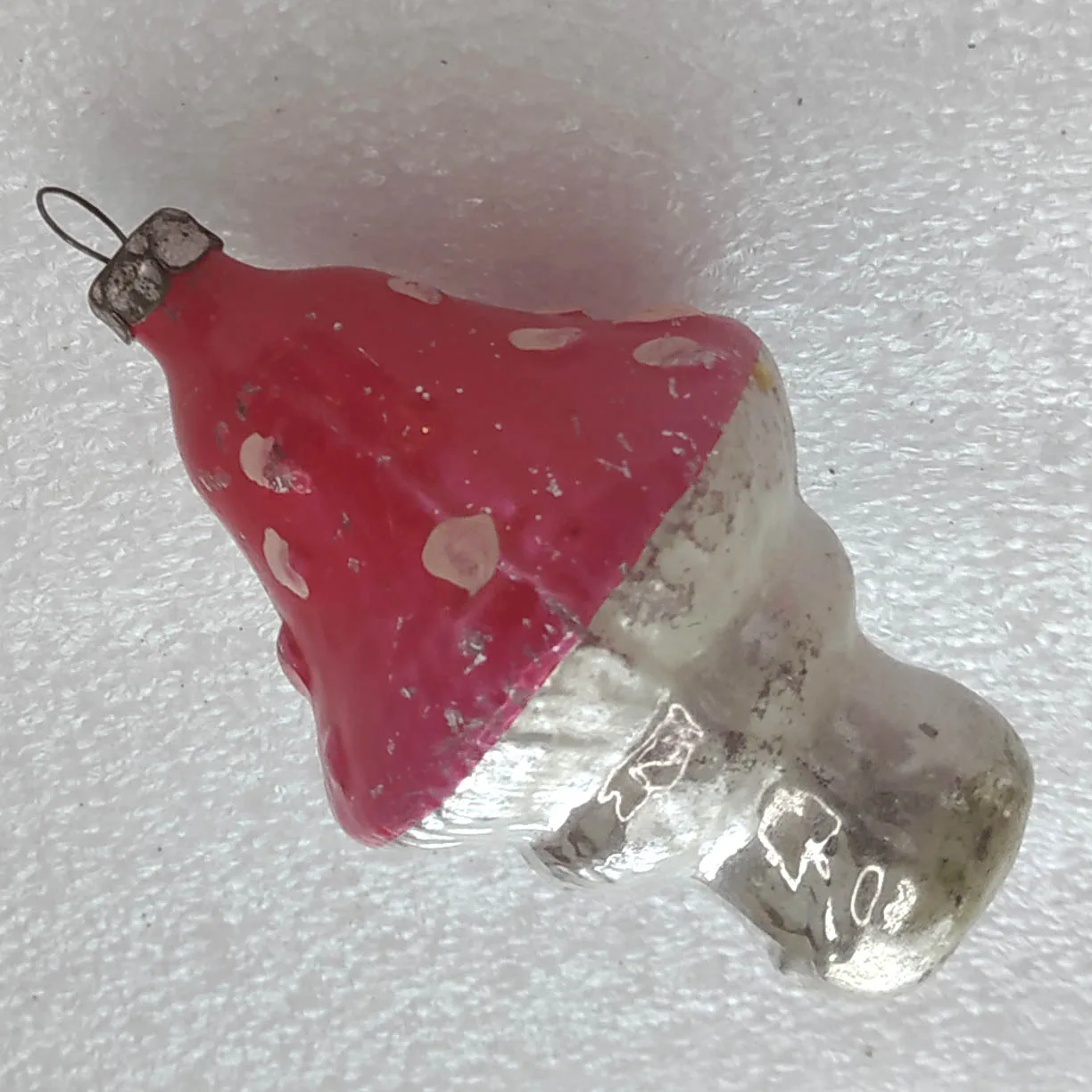 Vintage Silver Glass Christmas Ornament USSR Tree Antique Decor Mushroom
