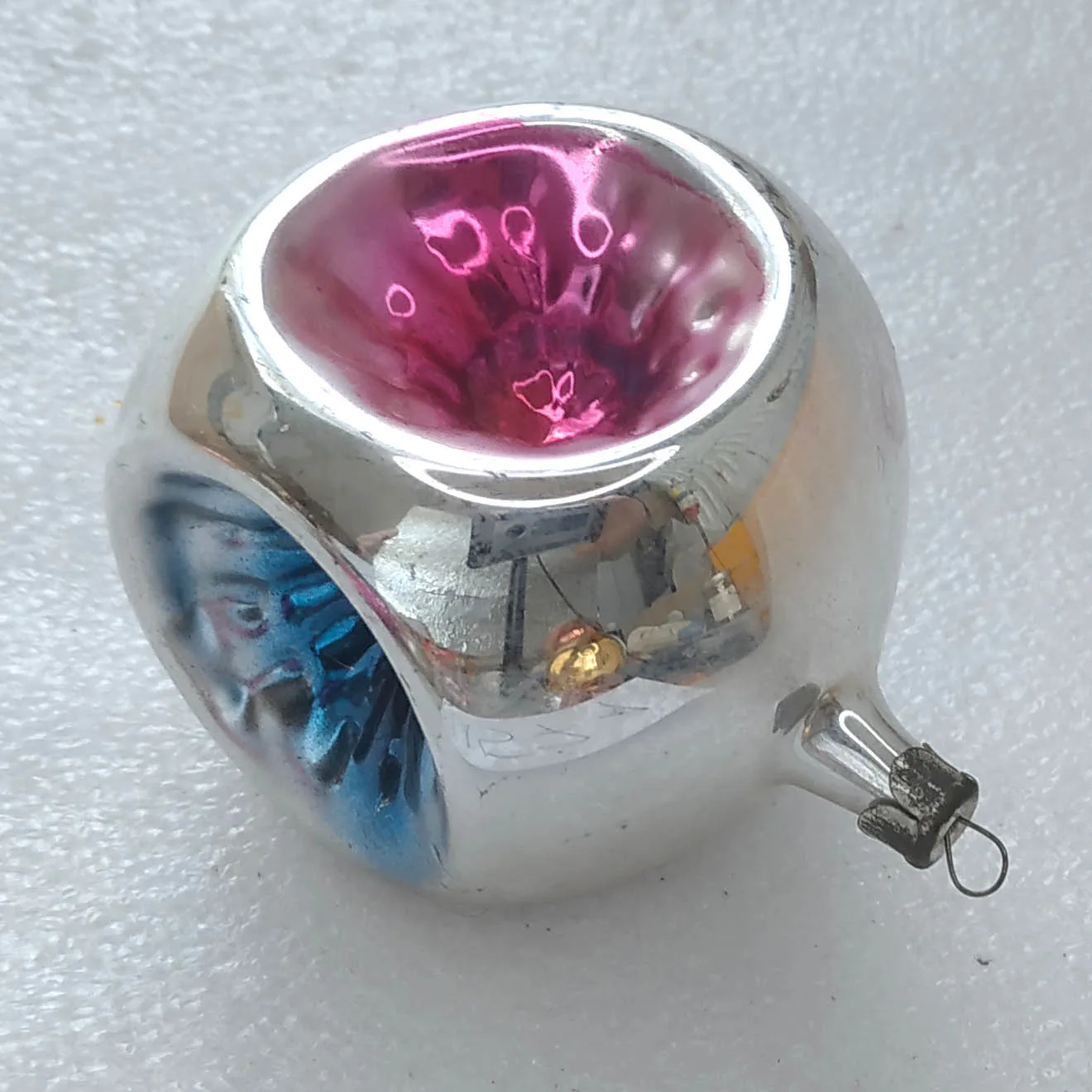 Vintage Silver Glass Christmas Ornament USSR Tree Antique Decor Lantern