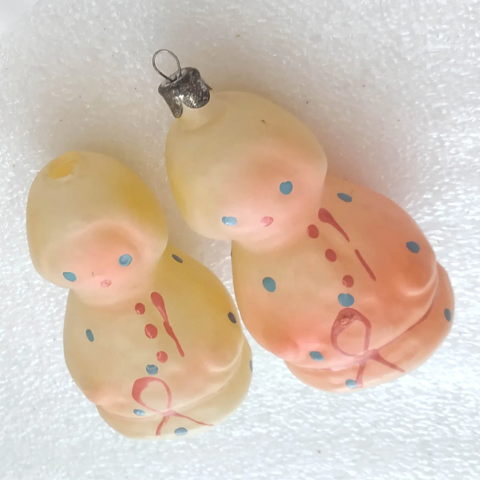 Set of 2 Vintage Glass Christmas Ornaments Tree USSR Antique Boys
