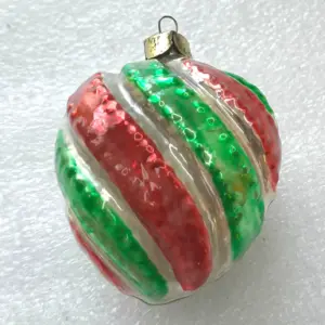 Vintage Silver Glass Christmas Ornament Tree USSR Antique Heart