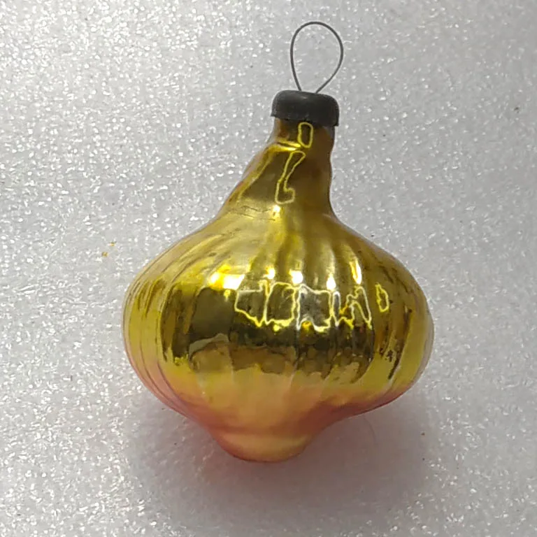 Vintage Silver Glass Christmas Ornament USSR Tree Antique Onion