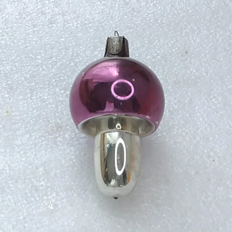 Vintage Silver Glass Christmas Ornament USSR Tree Antique Decor Mushroom