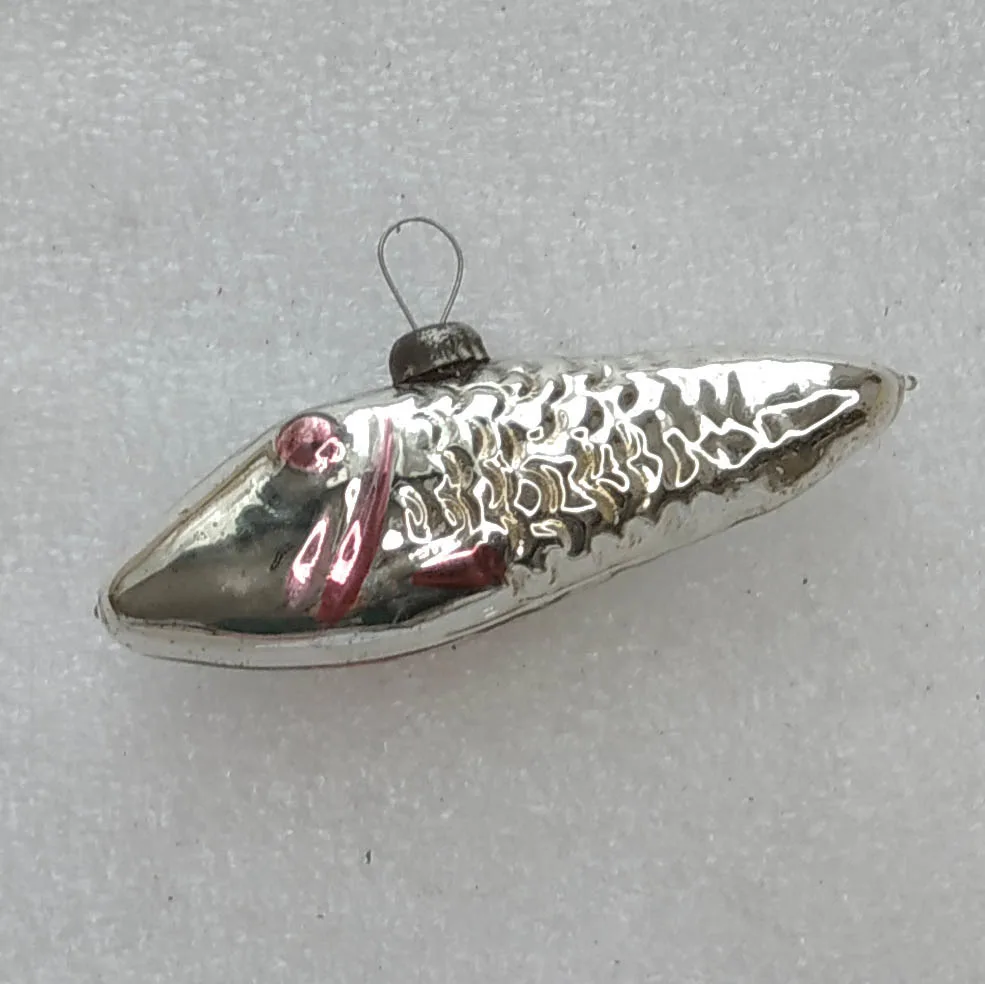 Vintage Mercury Glass Christmas Ornament USSR Tree Antique Decor Old Fish