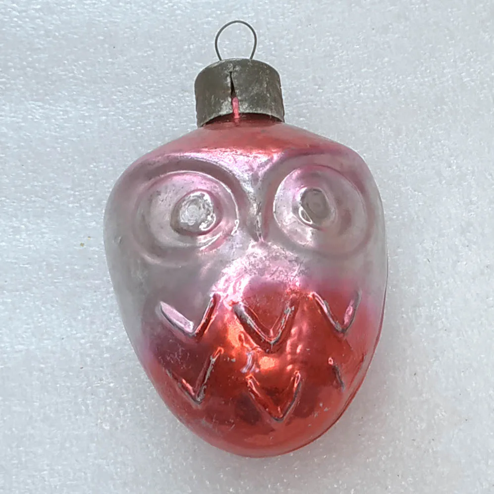 Vintage Silver Glass Christmas Ornament Tree USSR Antique Decor Huge Owl